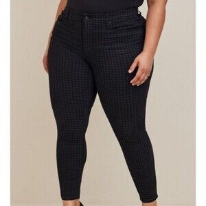 Torrid Jeans 12R Black Super Soft Sky High Rise Skinny‎ Houndstooth Stretch $85